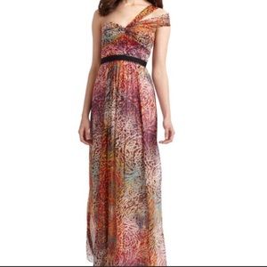 Bcbgmaxazria Inga One-Shoulder Silk Chiffon Dress